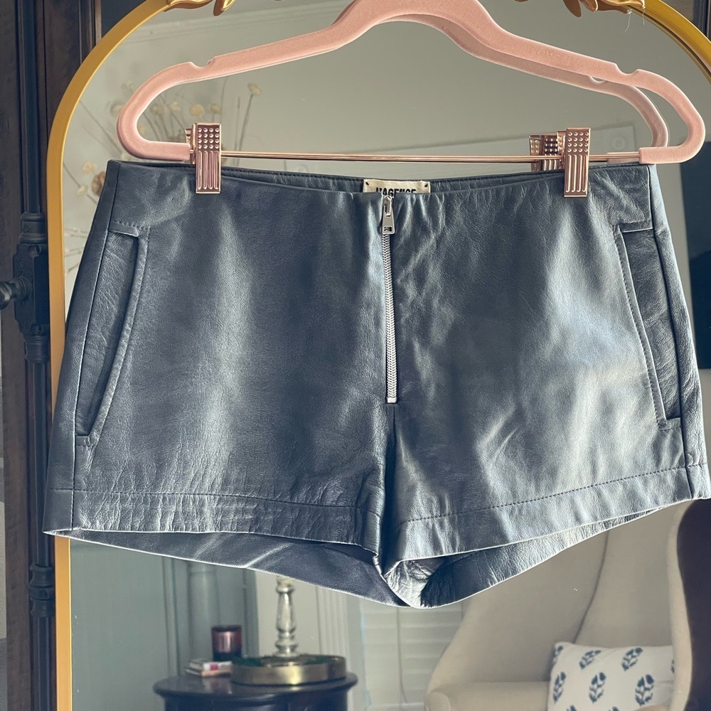 L'AGENCE Black Leather Shorts